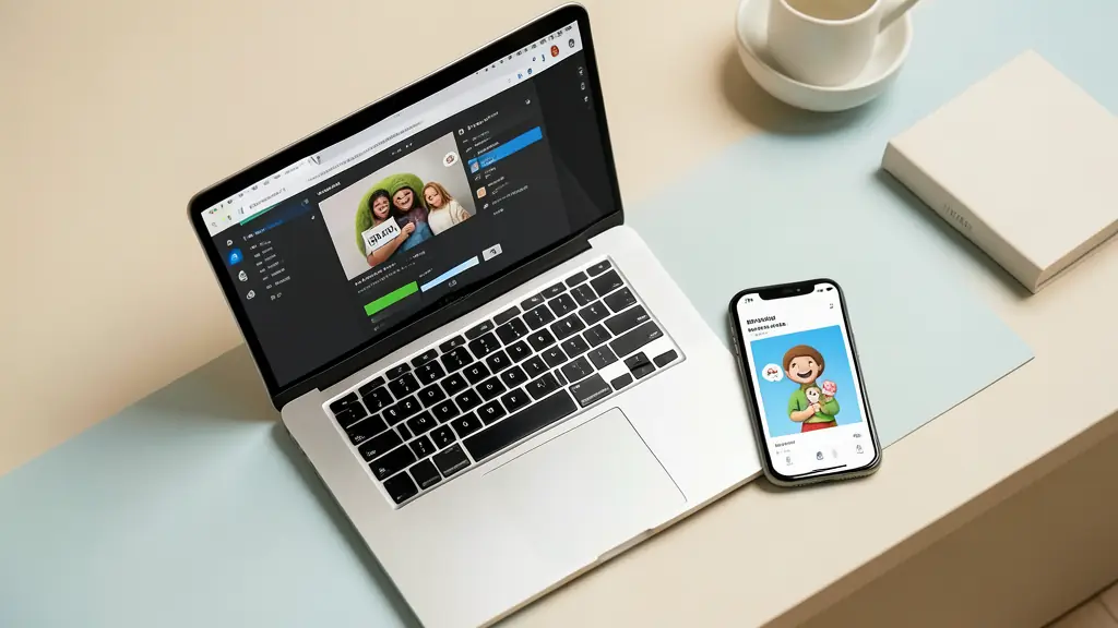 Écran d'ordinateur avec un outil d'optimisation de GIF et smartphone affichant l'animation finale