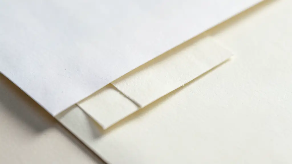 Détail de la bande adhésive et du grain du papier épais d'une enveloppe 11 x 22